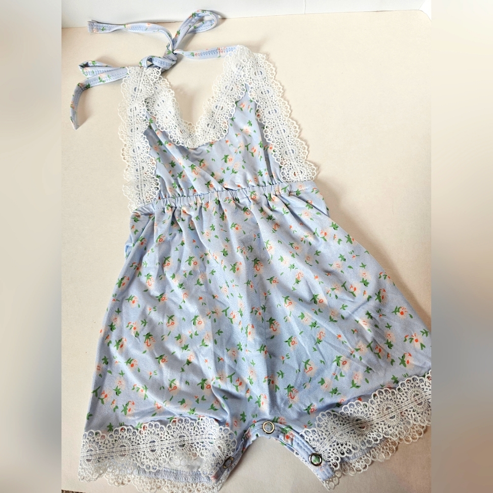 Baby Blue Floral Romper 12-18 months